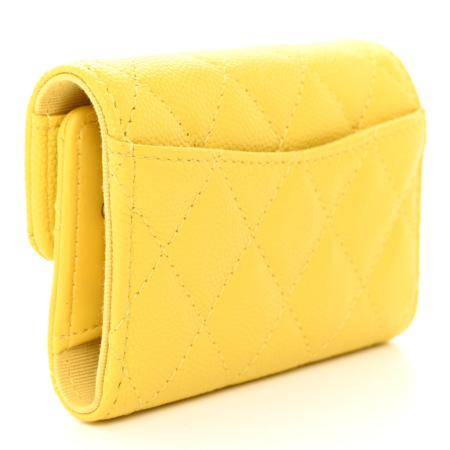 Caviar Quilted Classic 4 Key Holder Wallet Yellow