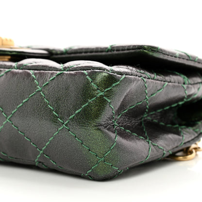 Chanel Metallic Aged Calfskin Quilted 2.55 Reissue Flap Belt Bag Clutch Green 10 of 10