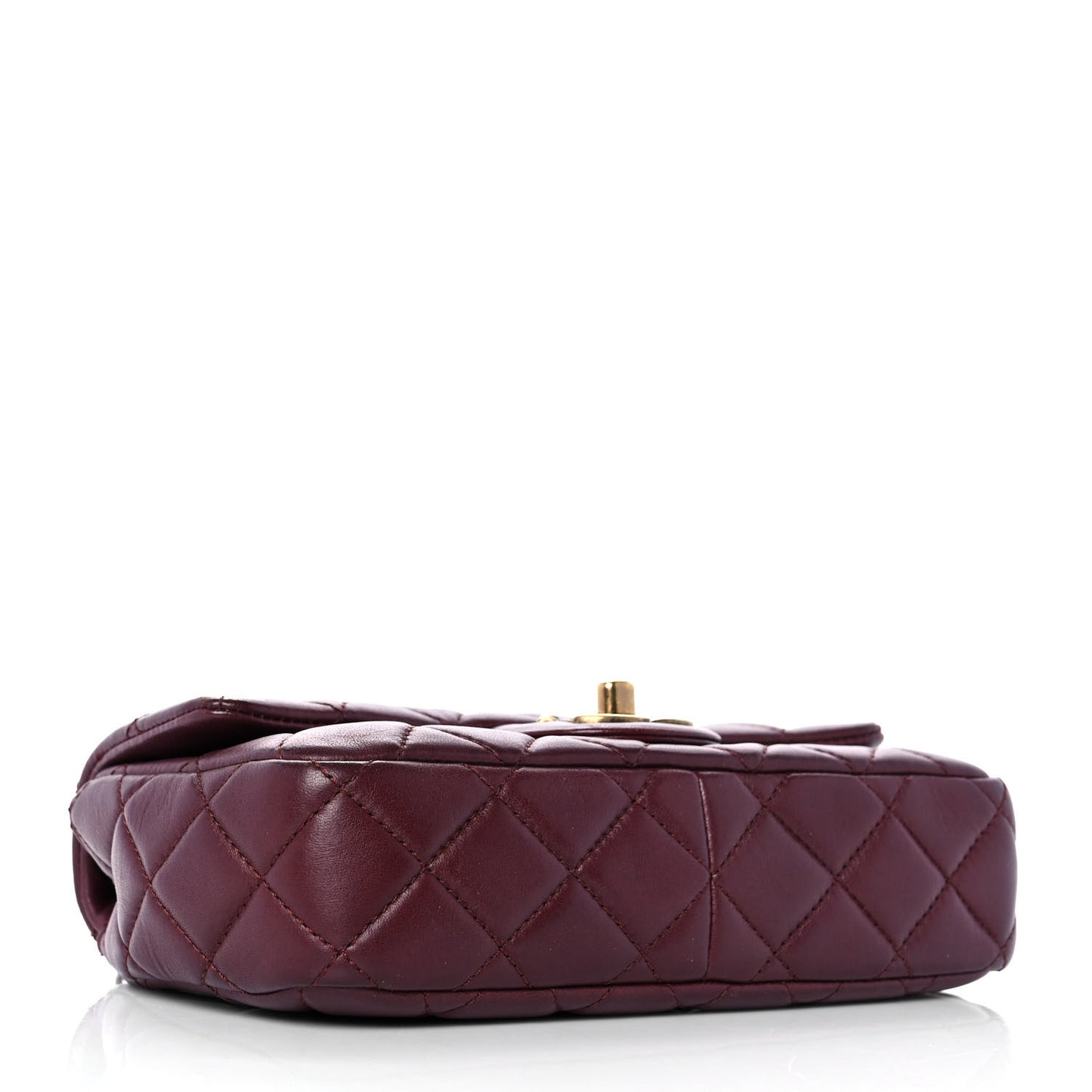 Lambskin Quilted Meat Packaged Mini Rectangular Flap Burgundy