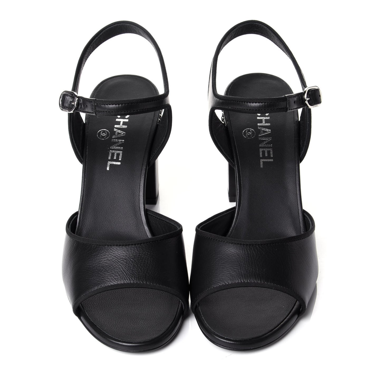 Calfskin Chain CC Sandals 38.5 Black