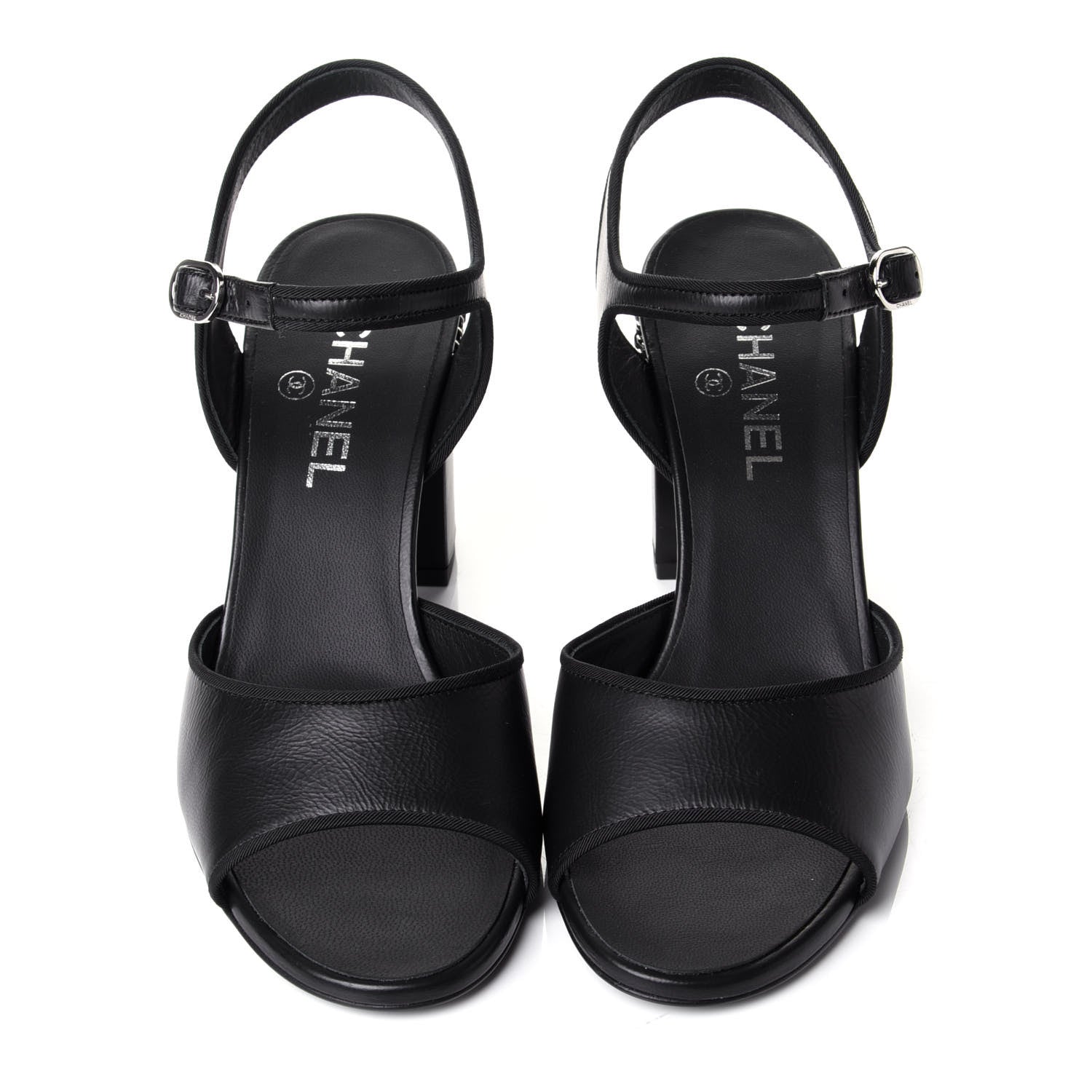 Chanel Calfskin Chain CC Sandals 38.5 Black 5 of 11