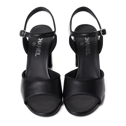 Chanel Calfskin Chain CC Sandals 38.5 Black 5 of 11