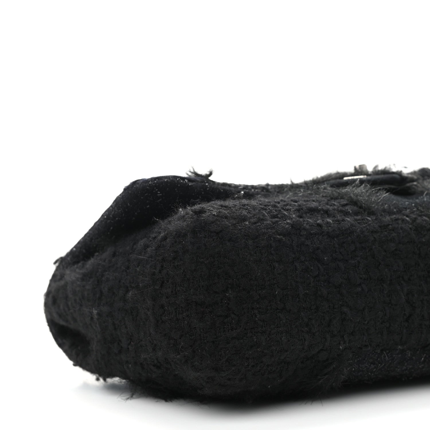 Chanel Tweed Faux Fur Patchwork Jumbo Single Flap Black 8 of 10