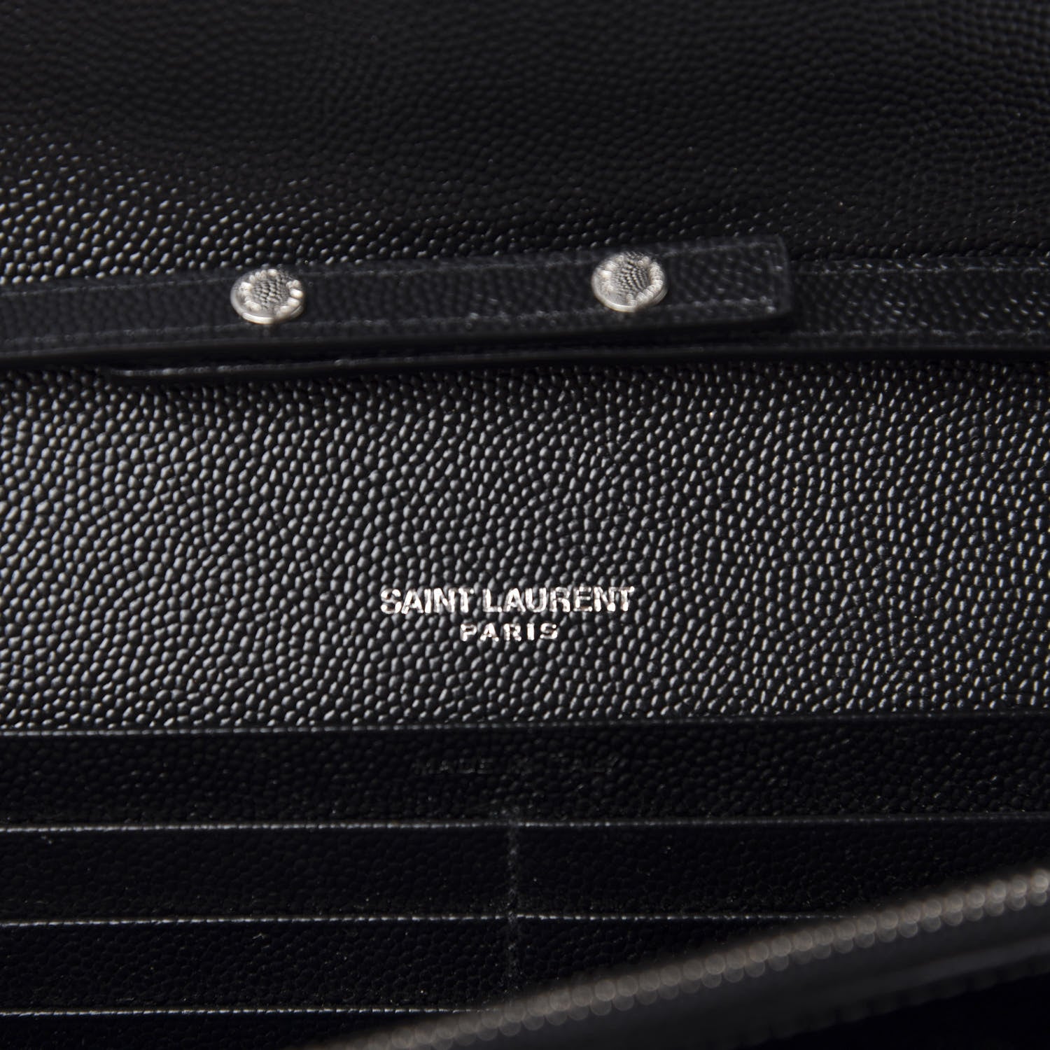 Saint Laurent Grain De Poudre Matelasse Chevron Monogram Chain Wallet Black 8 of 10