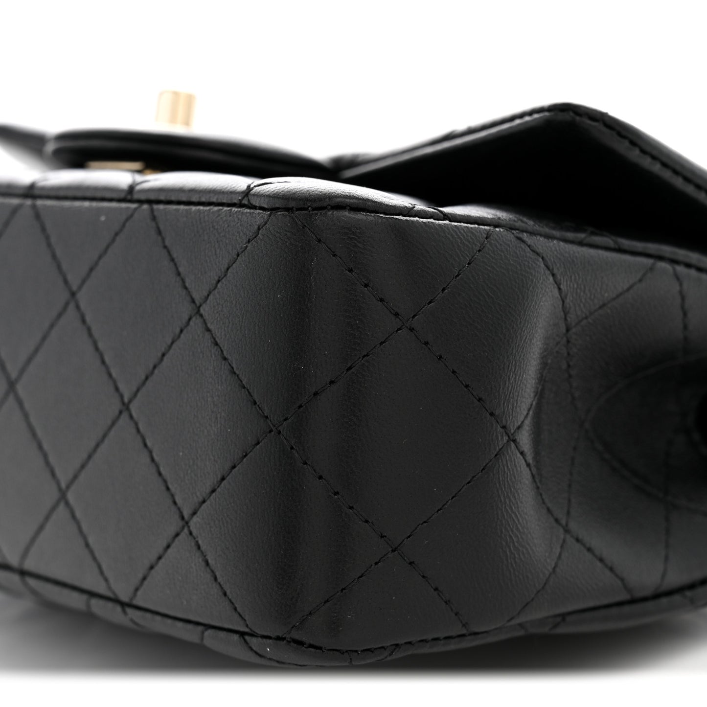 Lambskin Quilted Mini Top Handle Rectangular Flap Black