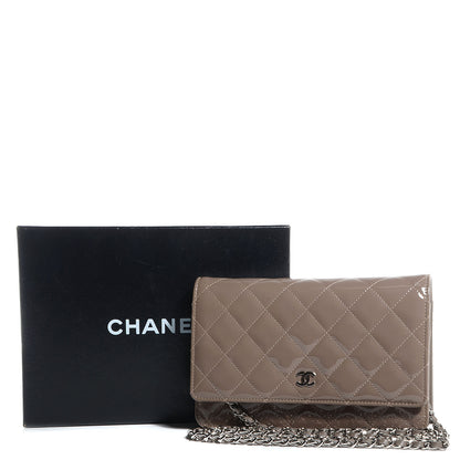 Chanel Patent Quilted Wallet On Chain WOC Grey 9 of 9