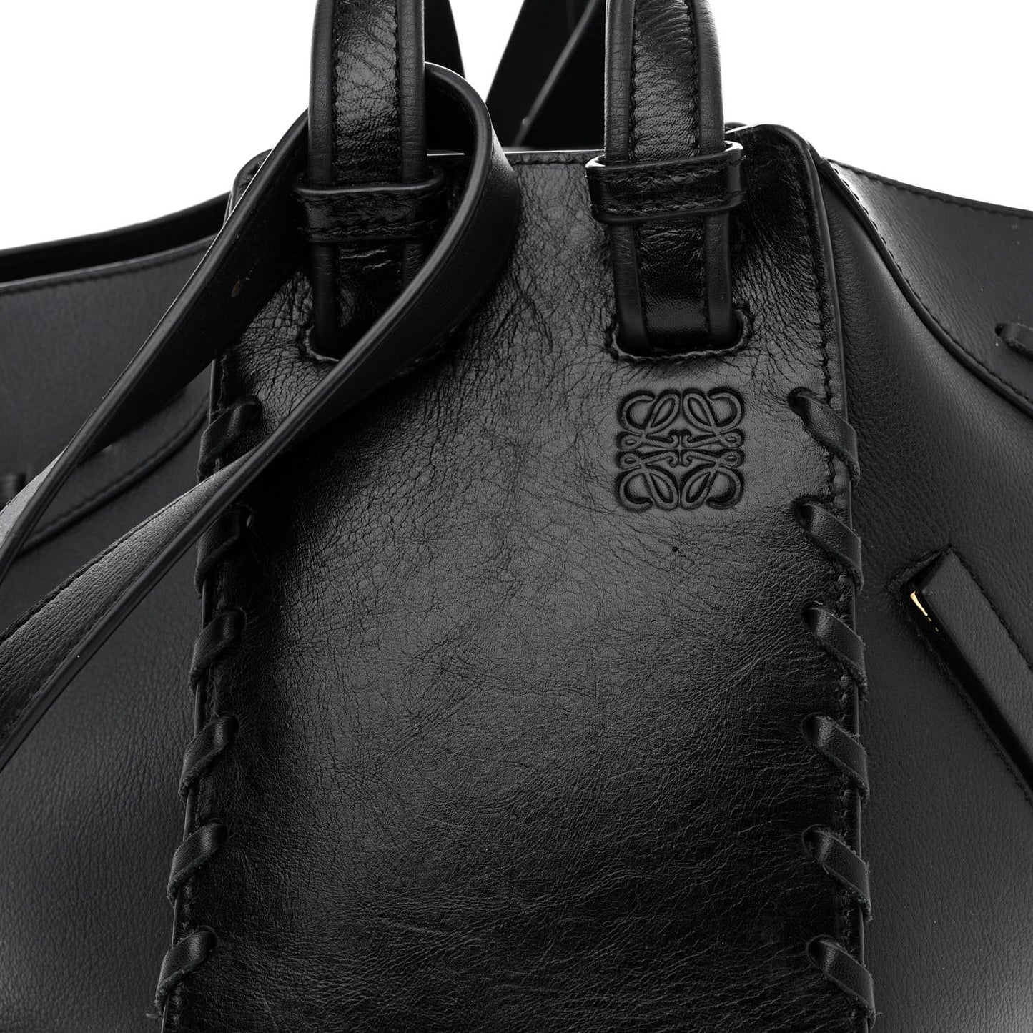 Calfskin Small Whipstitch Hammock Shoulder Bag Black