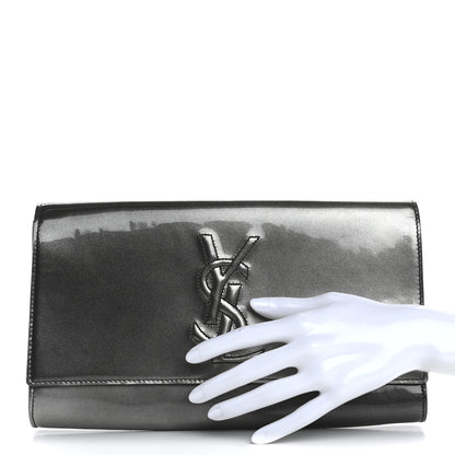 Saint Laurent Patent Large Belle De Jour Clutch Grey 2 of 13