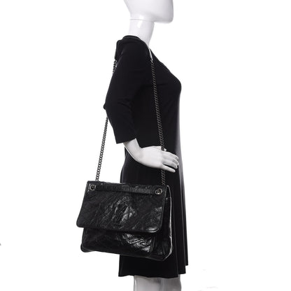 Saint Laurent Crinkled Calfskin Matelasse Monogram Large Niki Chain Satchel Black 2 of 9