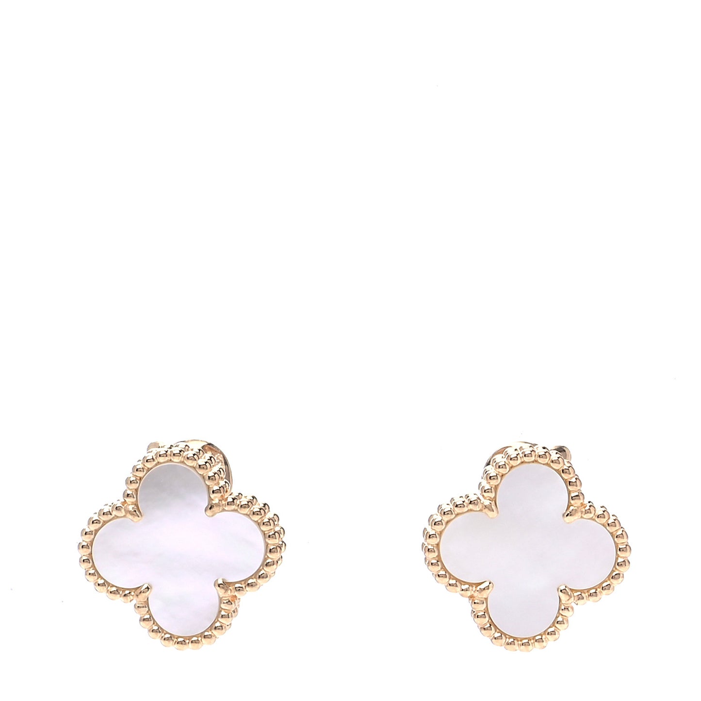 18K Yellow Gold Mother of Pearl Vintage Alhambra Earrings