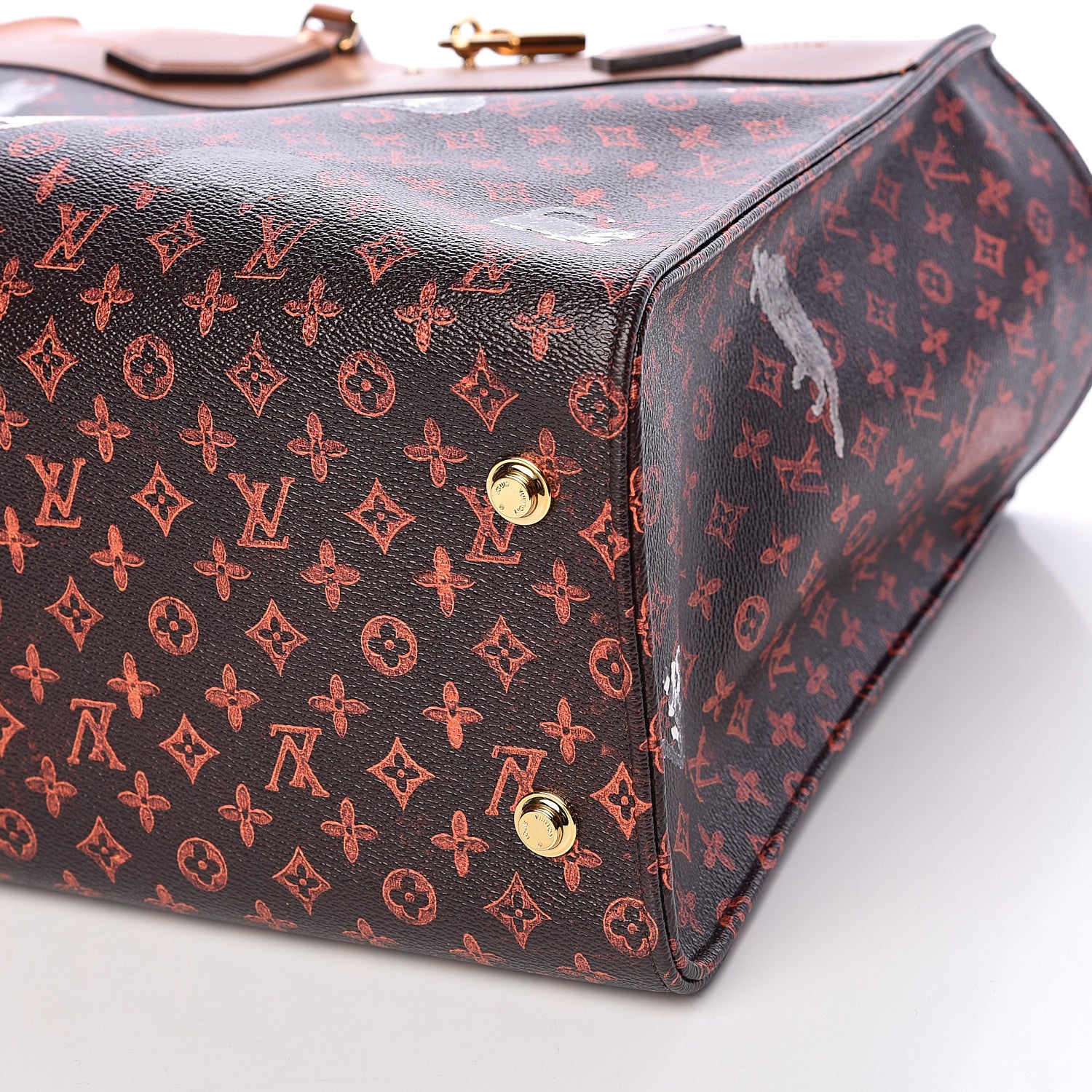 Louis Vuitton Calfskin Catogram City Steamer Cabas XXL Orange Marron 11 of 11