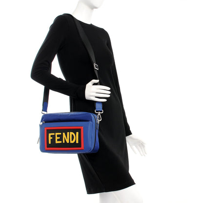 Fendi Nylon Vitello Century Vocabulary Camera Bag Blue Cobalto Blue Neon Sunflower 2 of 7