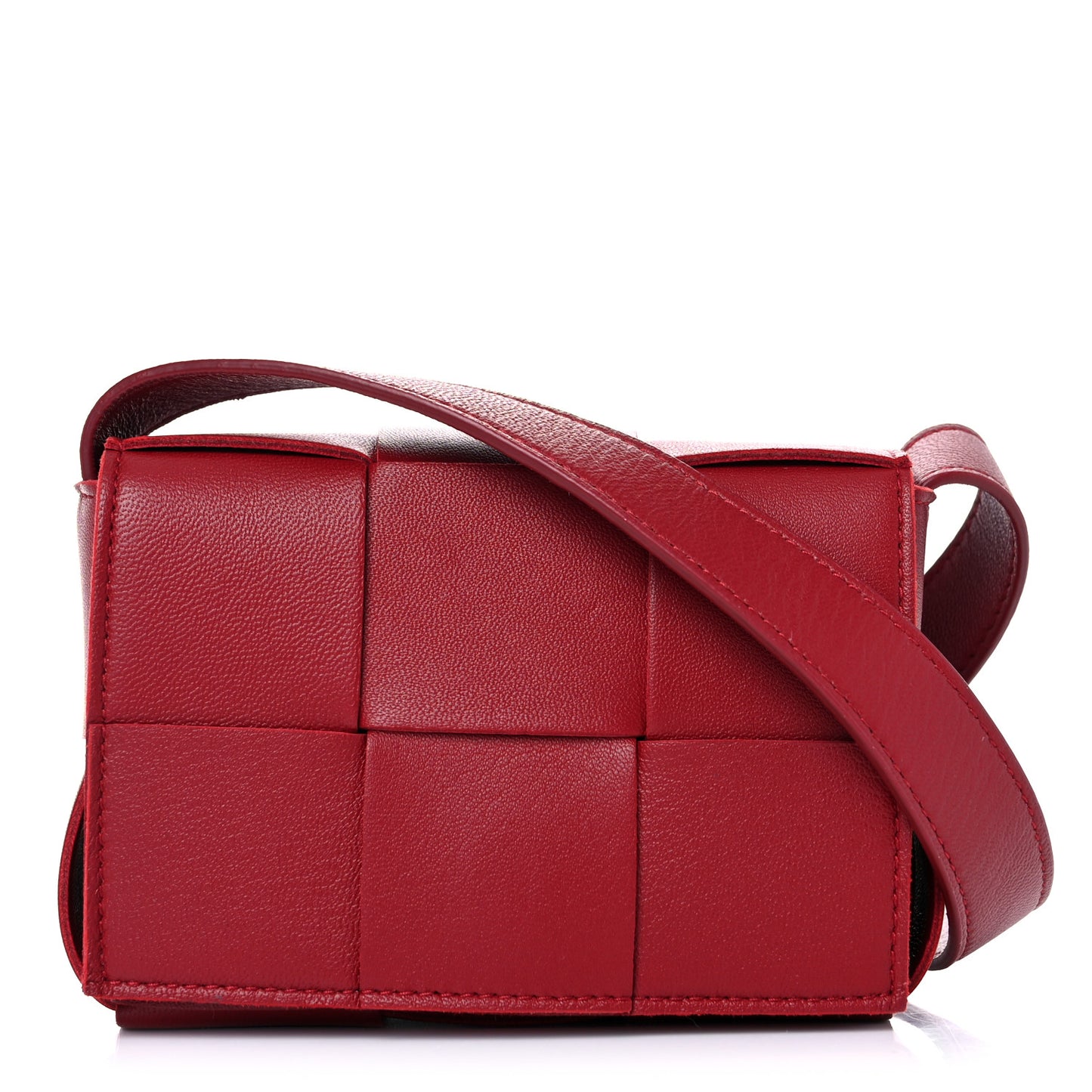 Lambskin Maxi Intrecciato Extra Mini Cassette Crossbody Bag Bordeaux