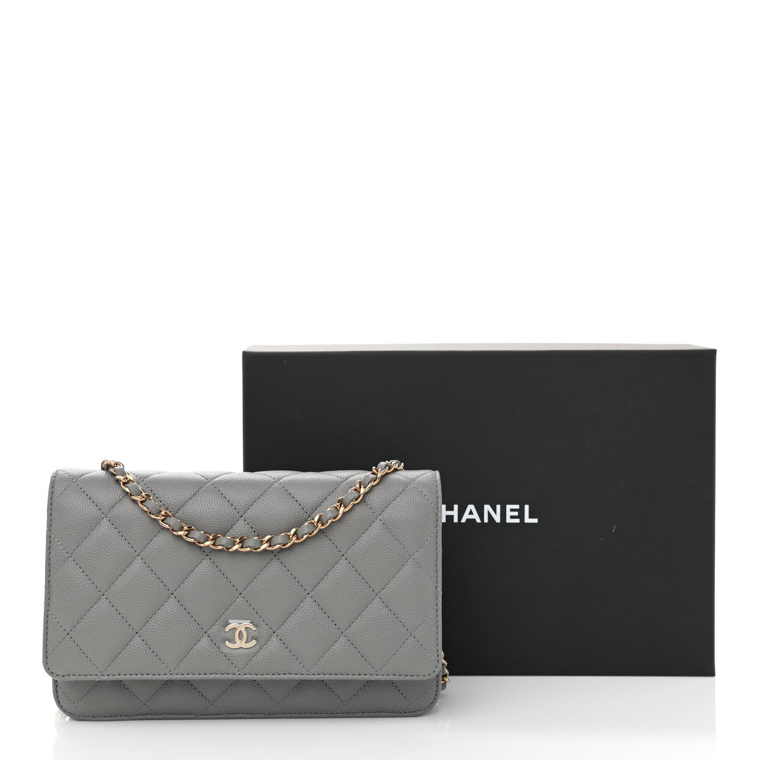 Chanel Caviar Quilted Wallet On Chain WOC Grey 12 of 12
