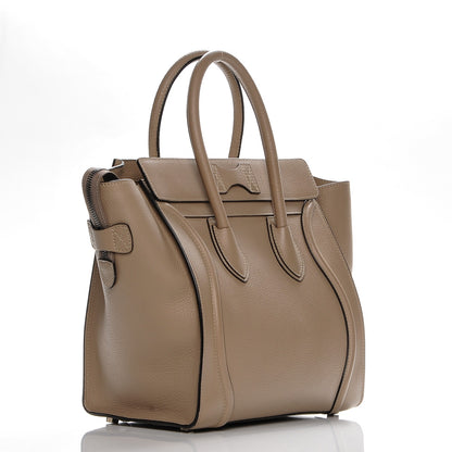 Celine Drummed Calfskin Mini Luggage Dune 3 of 6