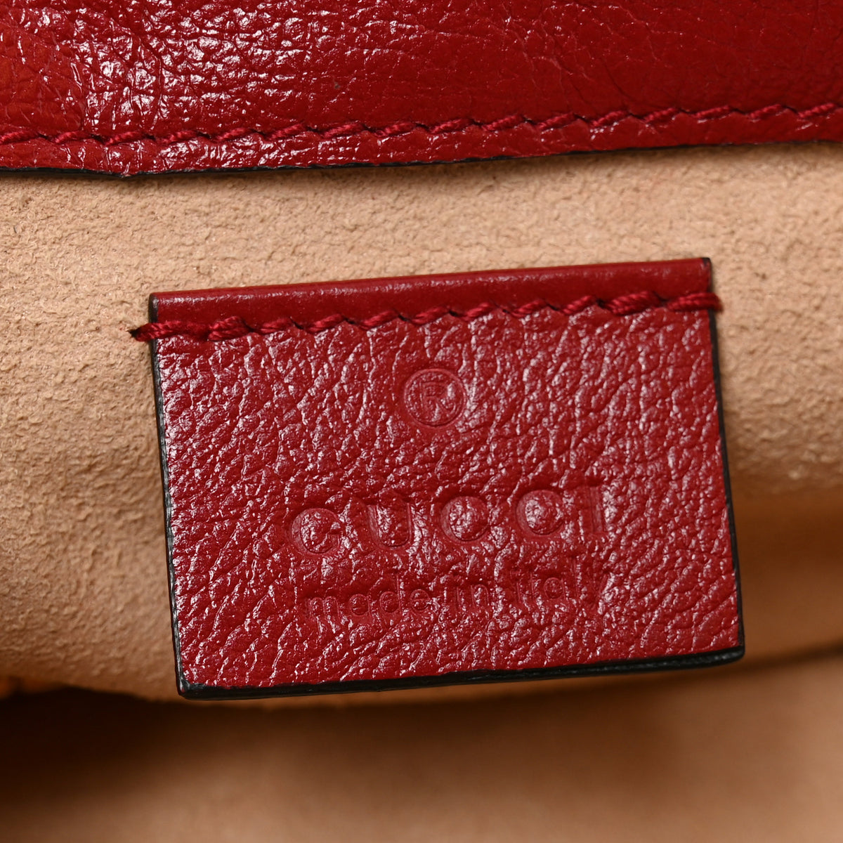 Gucci Vintage Effect Calfskin Matelasse Diagonal Super Mini Torchon GG Marmont Shoulder Bag Black Romantic Cherry 6 of 10