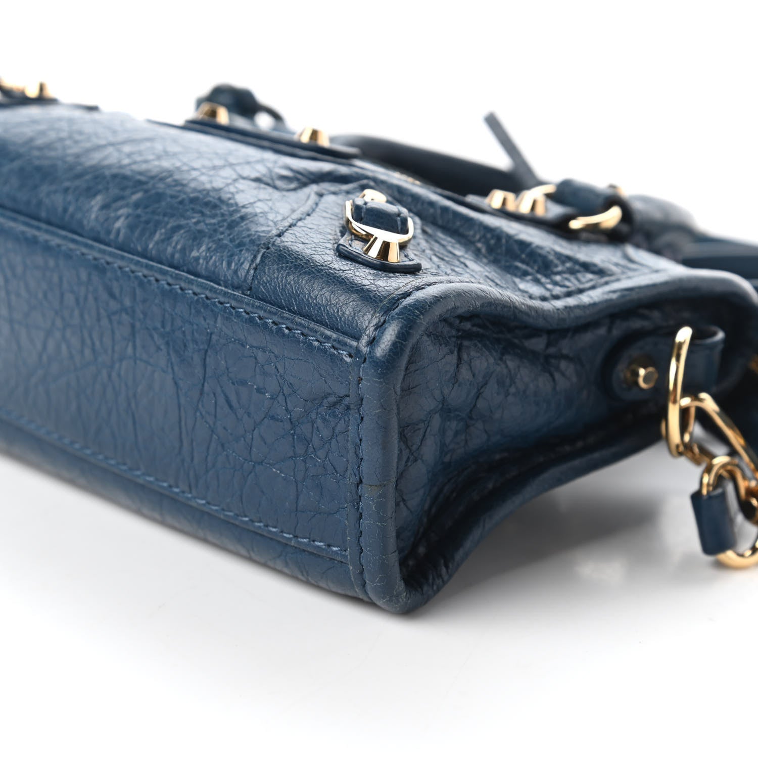Balenciaga Agneau Classic Gold Hardware Nano City Bleu Profond 7 of 10