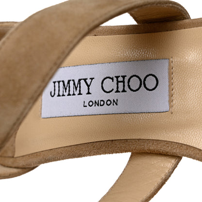 Jimmy Choo Suede Louise Crisscross Sandals 36 Warm Nude 7 of 8