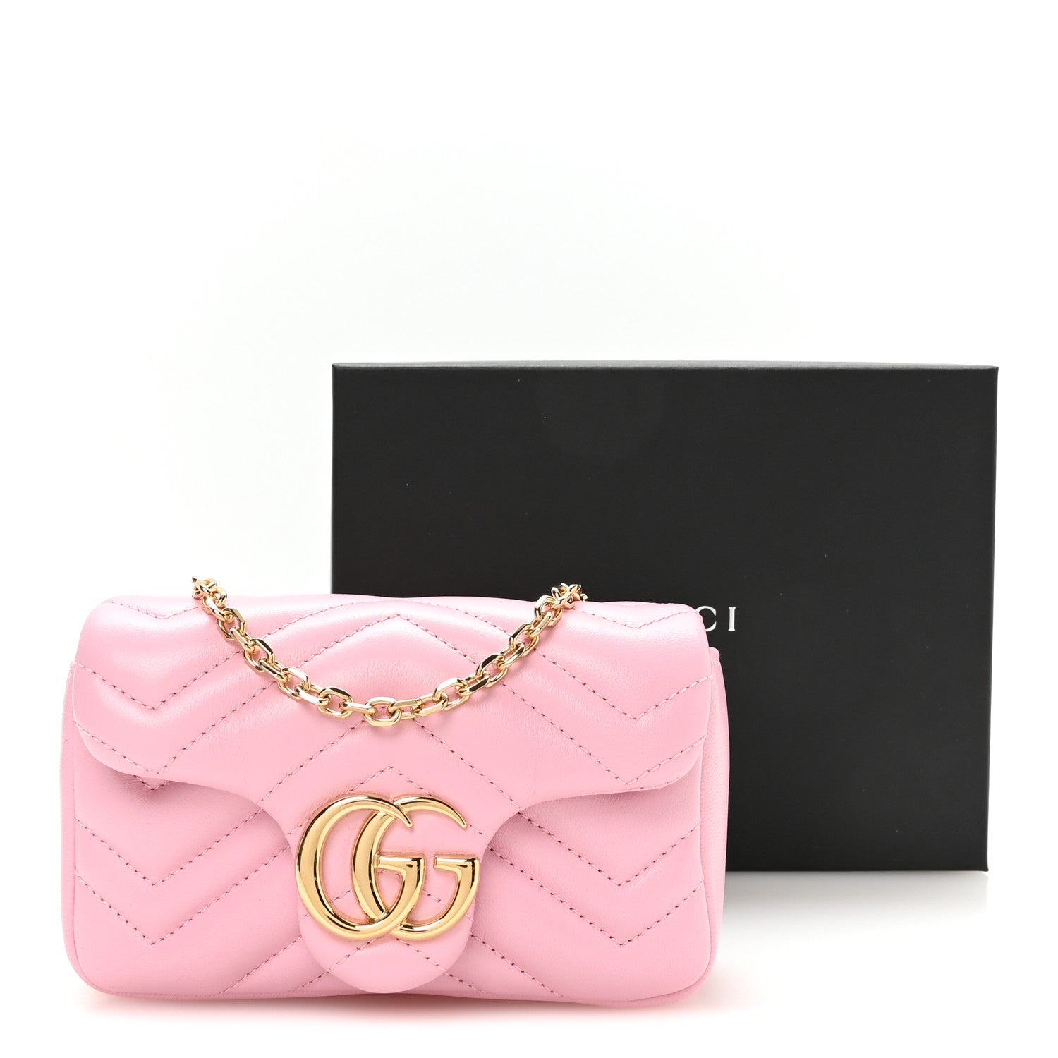 Gucci Lambskin Matelasse Mini GG Marmont Shoulder Bag Light Pink 11 of 11