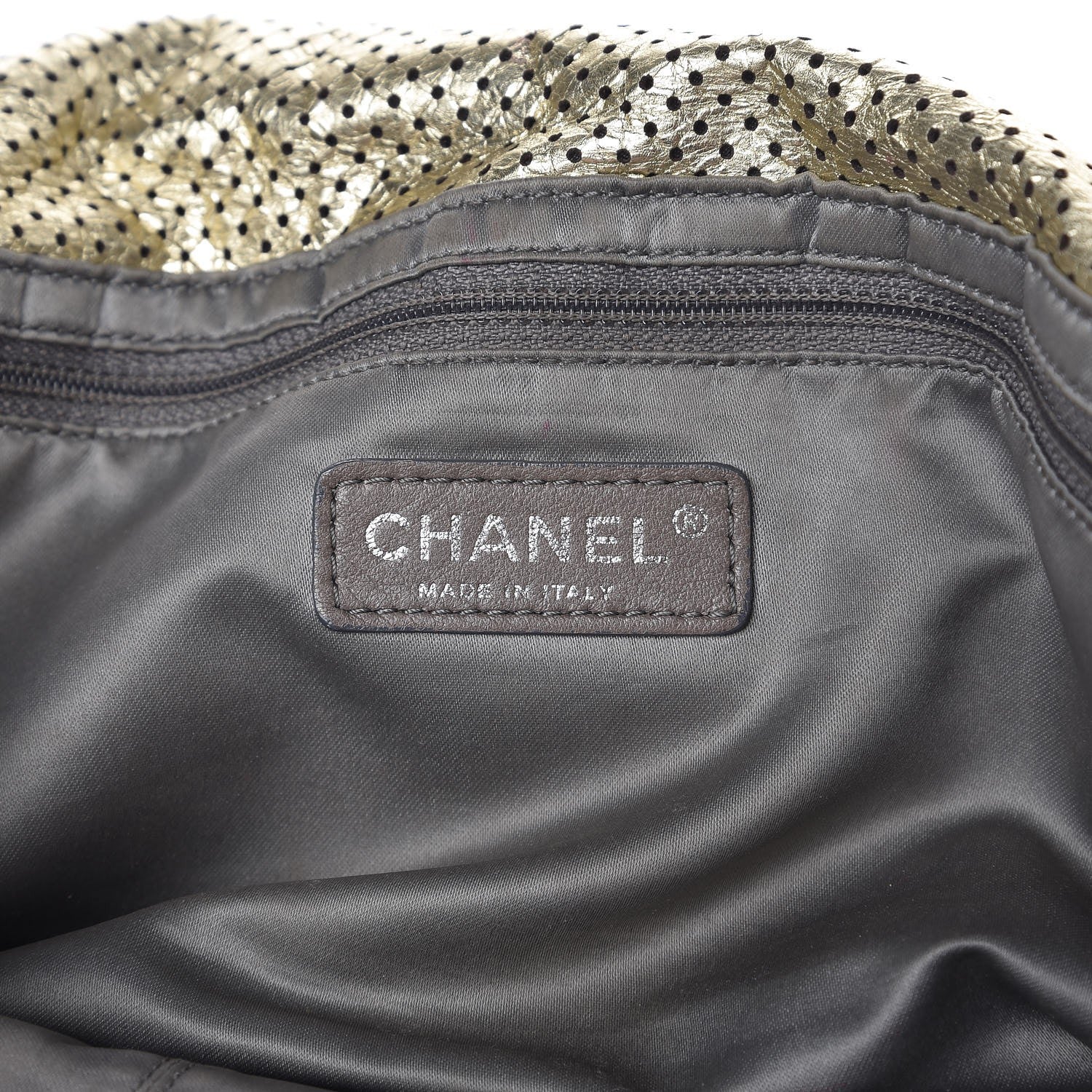 Chanel Metallic Crackled Calfskin Perforated Large Drill Flap Gold 6 of 7