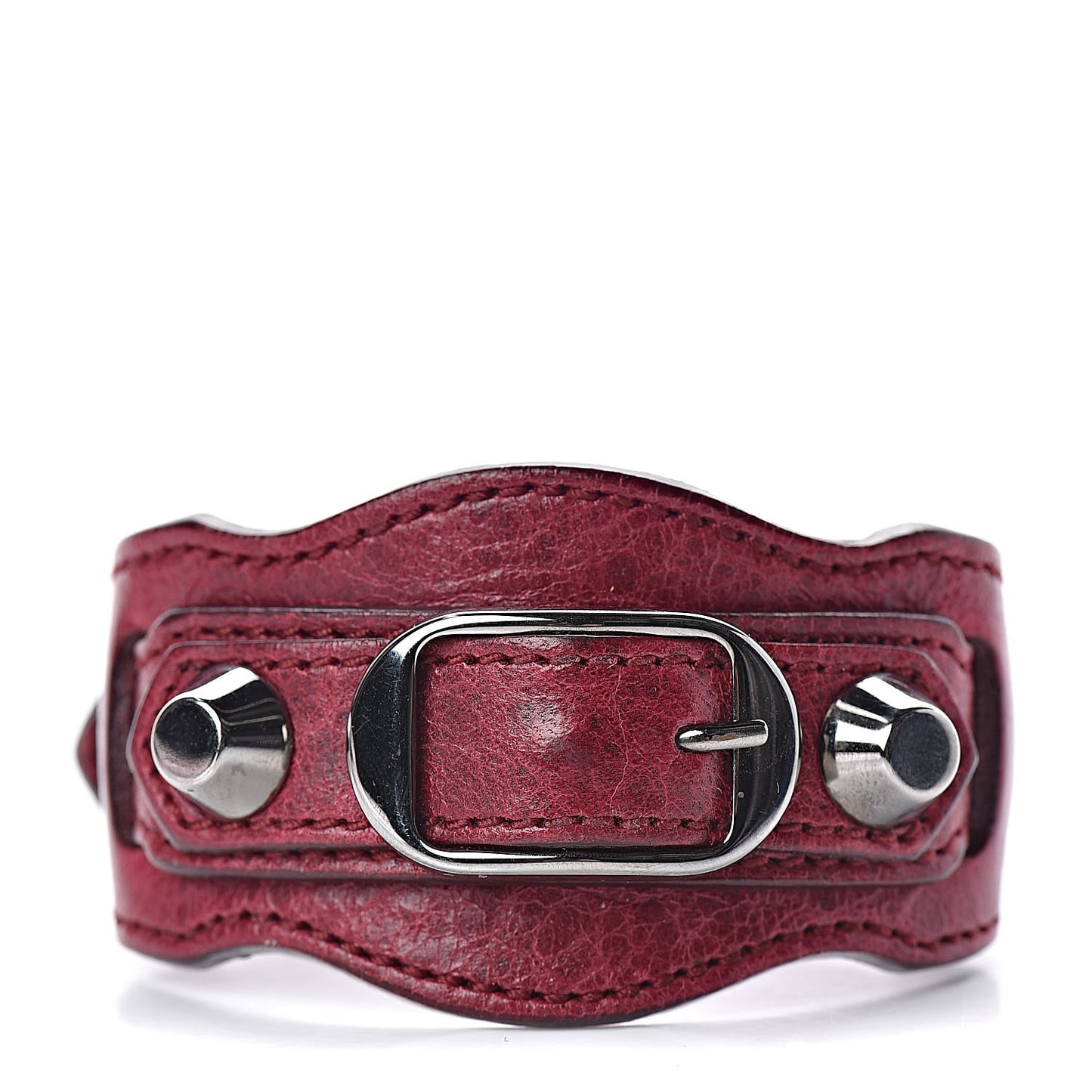 Agneau Arena Classic Silver Hardware Bracelet Bordeaux