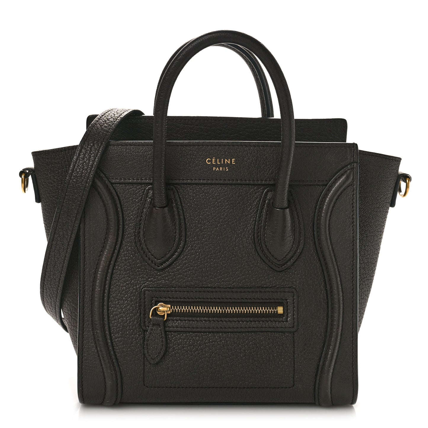 Drummed Calfskin Nano Luggage Brown