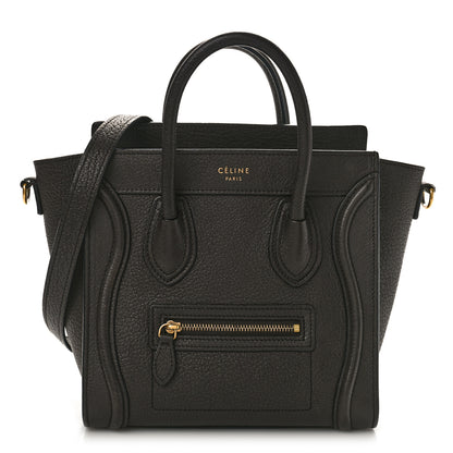 Celine Drummed Calfskin Nano Luggage Brown 1 of 13