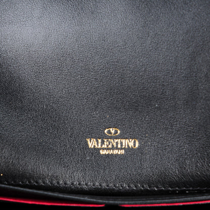 Valentino Garavani Vitello Rockstud Flap Wallet On Chain Ivory Black 7 of 9