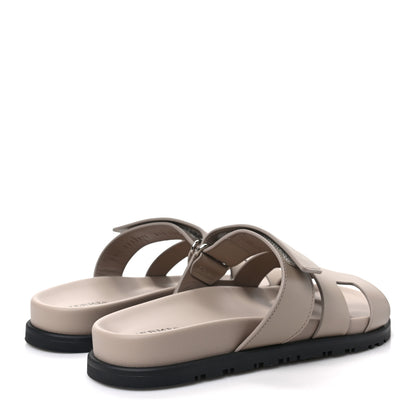 Hermes Calfskin Womens Chypre Sandals 37.5 Beige Mastic 4 of 10