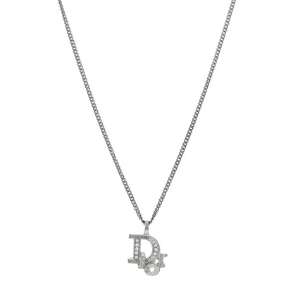 Christian Dior Crystal Logo Necklace Silver 1 of 3