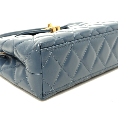Chanel Shiny Aged Calfskin Quilted Nano Kelly Shopper Dark Blue 8 of 9