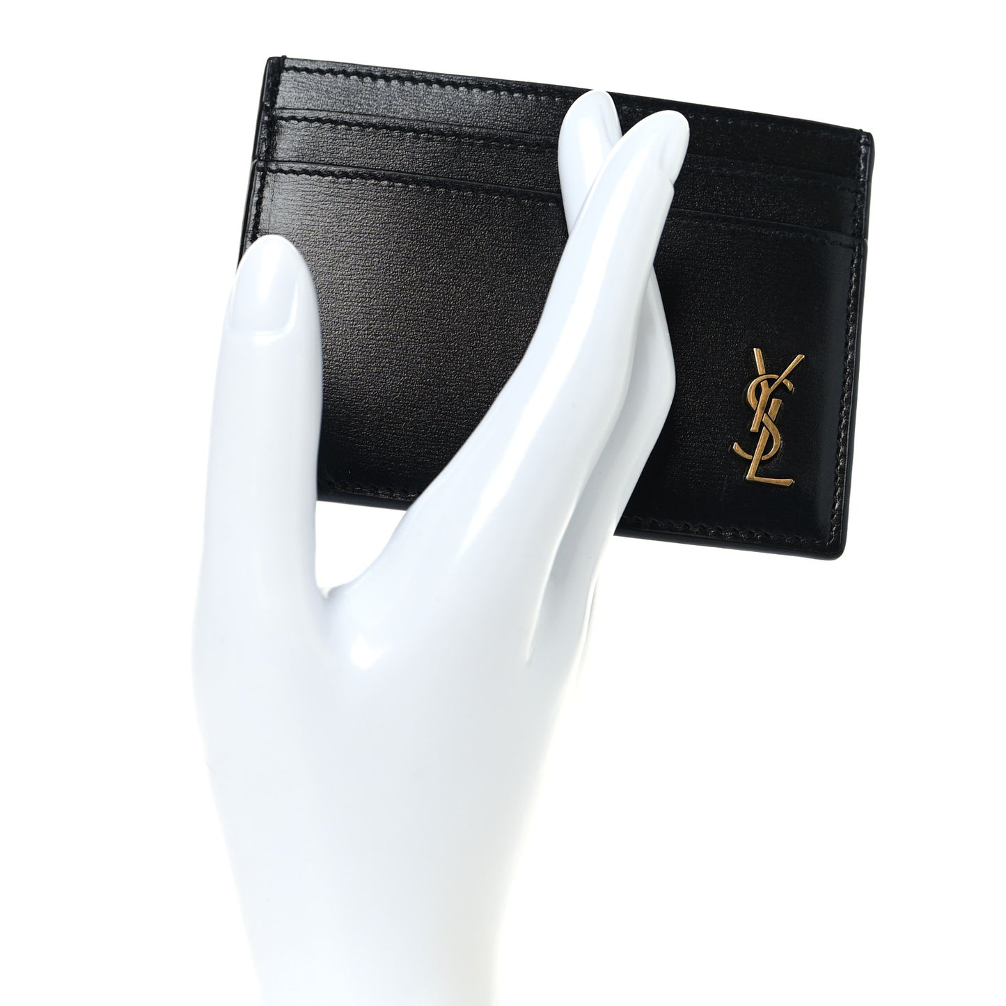 Calfskin Tiny Cassandre Credit Card Case Black