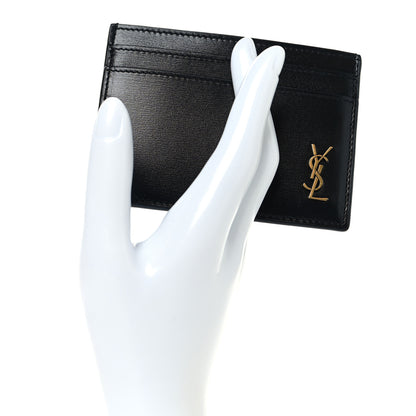Saint Laurent Calfskin Tiny Cassandre Credit Card Case Black 2 of 9