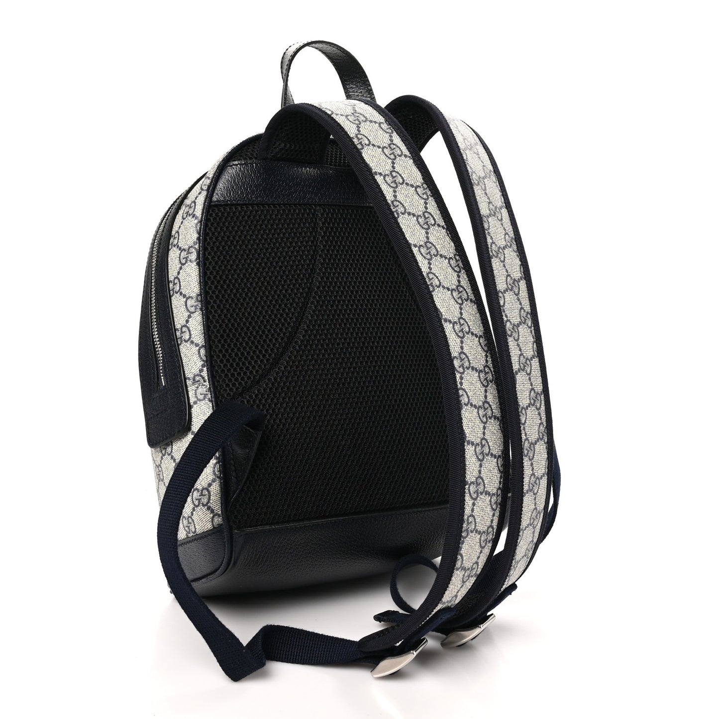 GG Supreme Monogram Textured Dollar Calfskin Web Small Ophidia Day Backpack Beige Blue Black