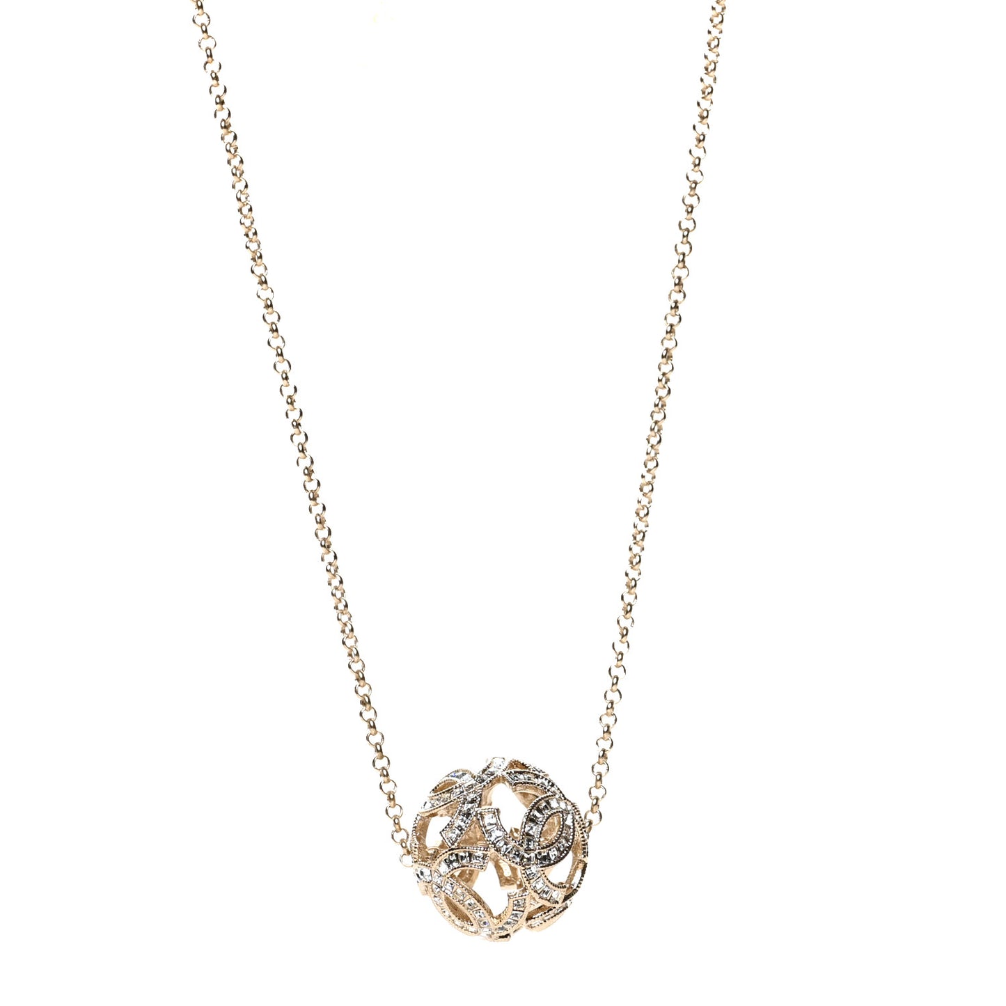 Crystal CC Chain Necklace Gold