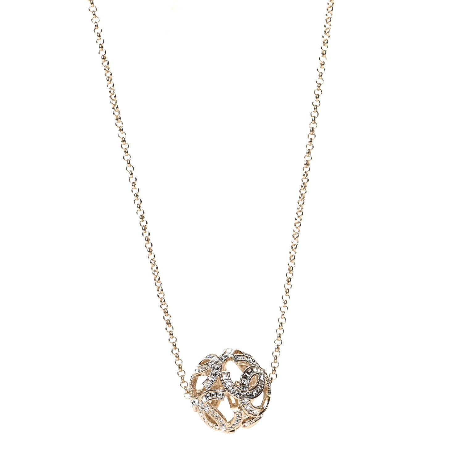 Chanel Crystal CC Chain Necklace Gold 1 of 5
