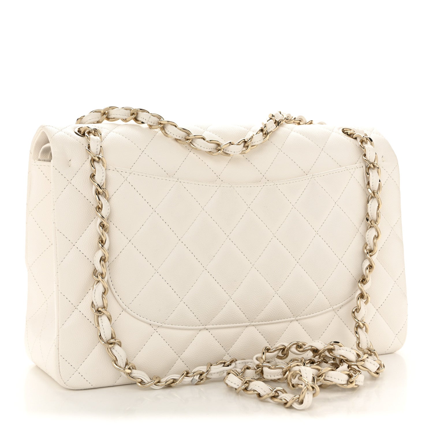 Chanel Caviar Quilted Jumbo Double Flap White 3 of 11