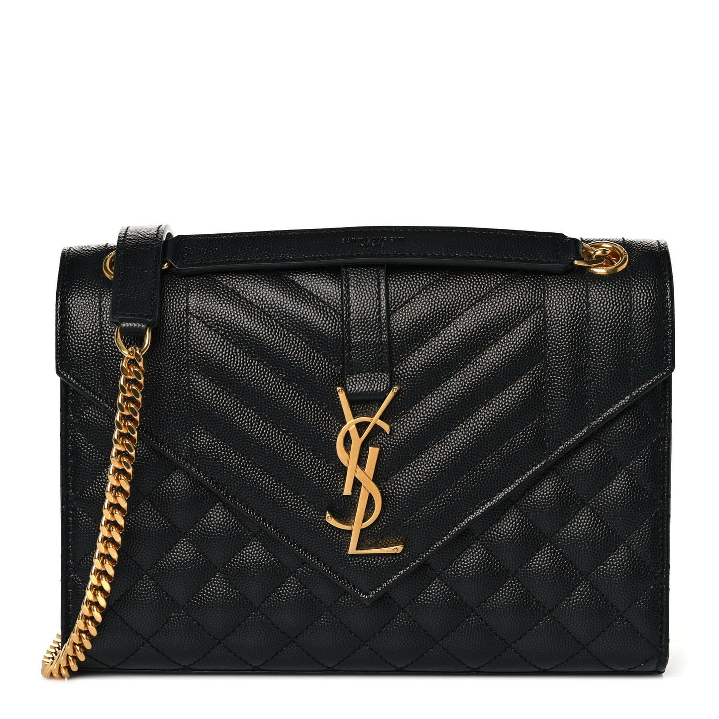 Grain De Poudre Textured Mixed Matelasse Triquilt Medium Monogram Satchel Black
