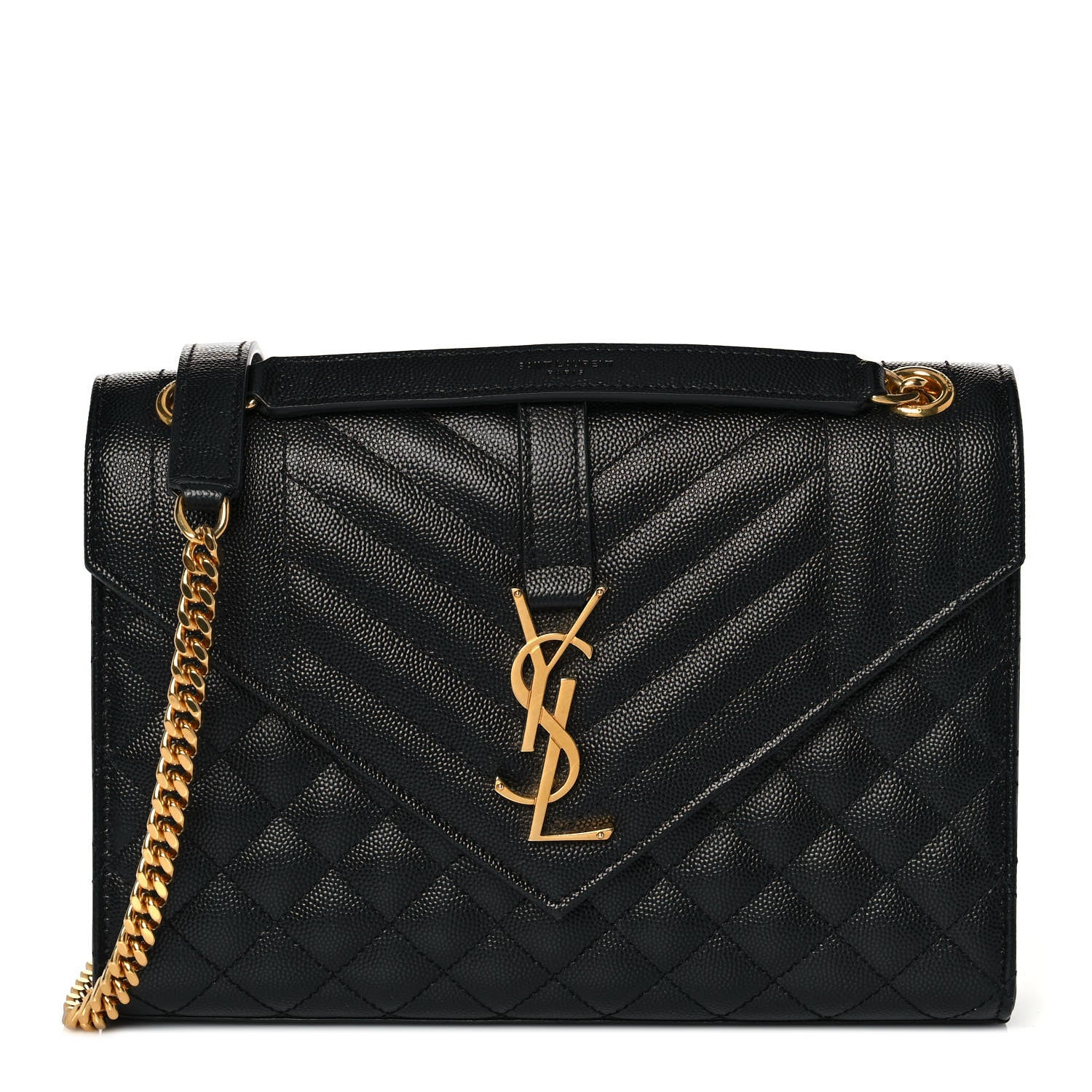 Saint Laurent Grain De Poudre Textured Mixed Matelasse Triquilt Medium Monogram Satchel Black 1 of 8