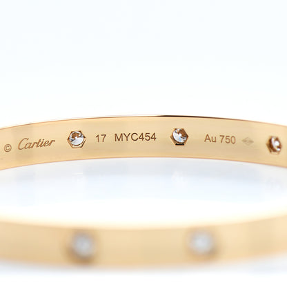 Cartier 18K Yellow Gold 10 Diamond LOVE Bracelet 17 5 of 5