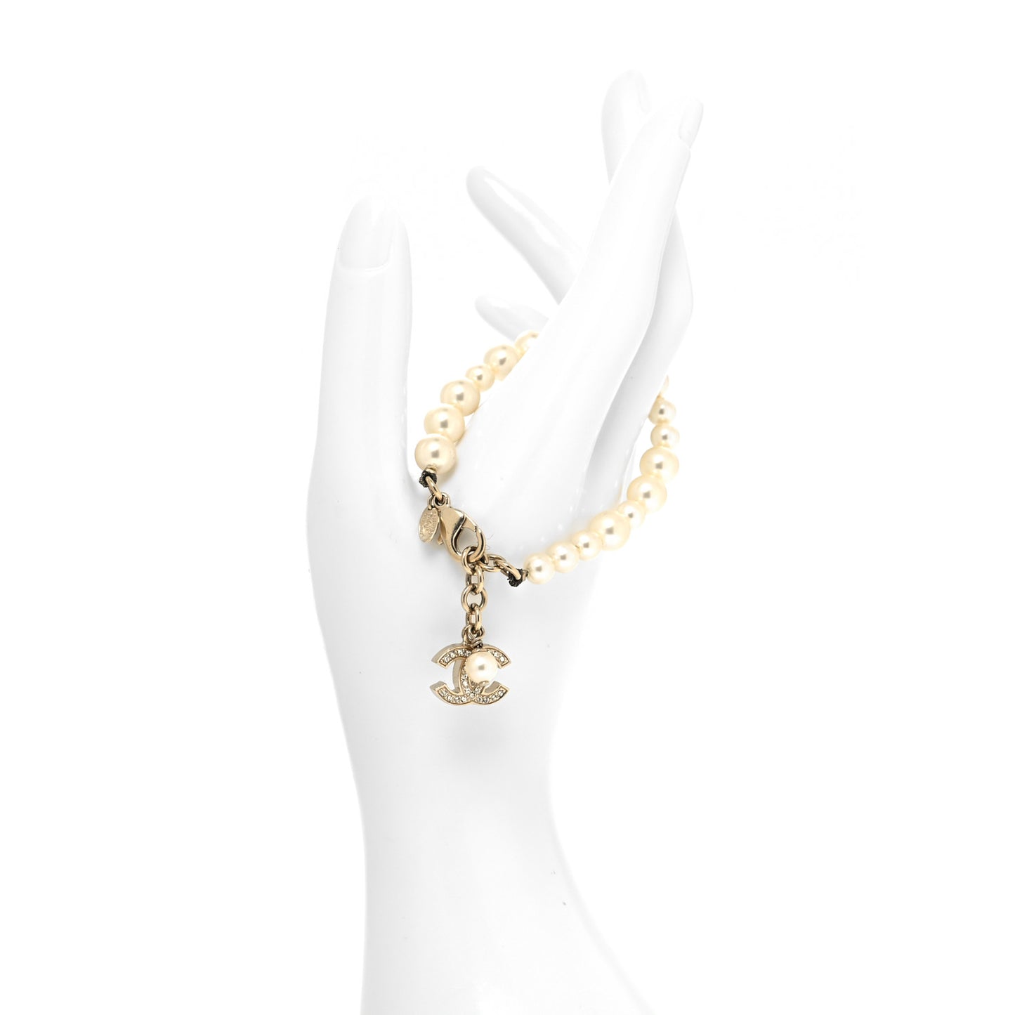 Pearl Crystal CC Bracelet Gold