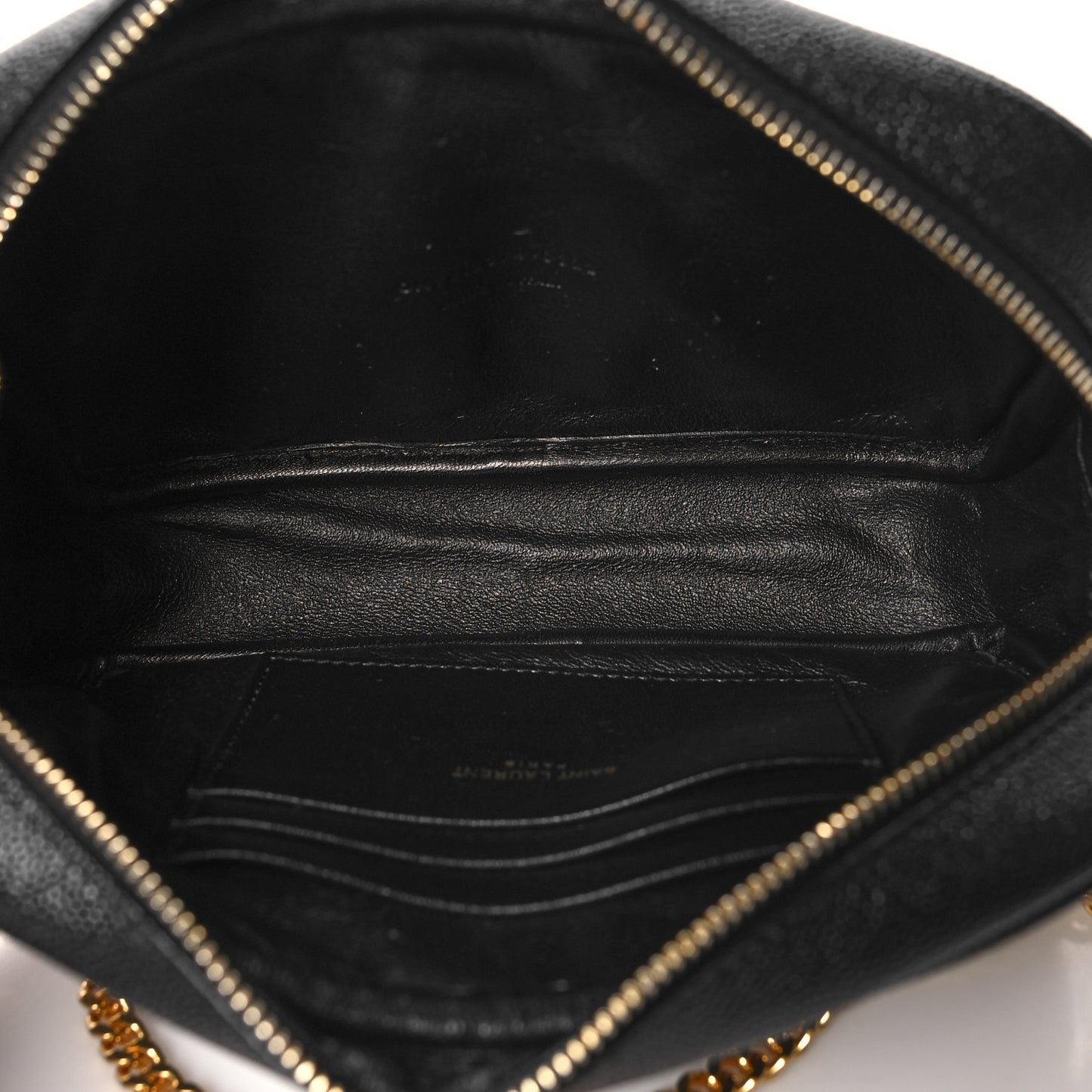 SAINT LAURENT Grain De Poudre Matelasse Monogram Mini Lou Camera Bag Black