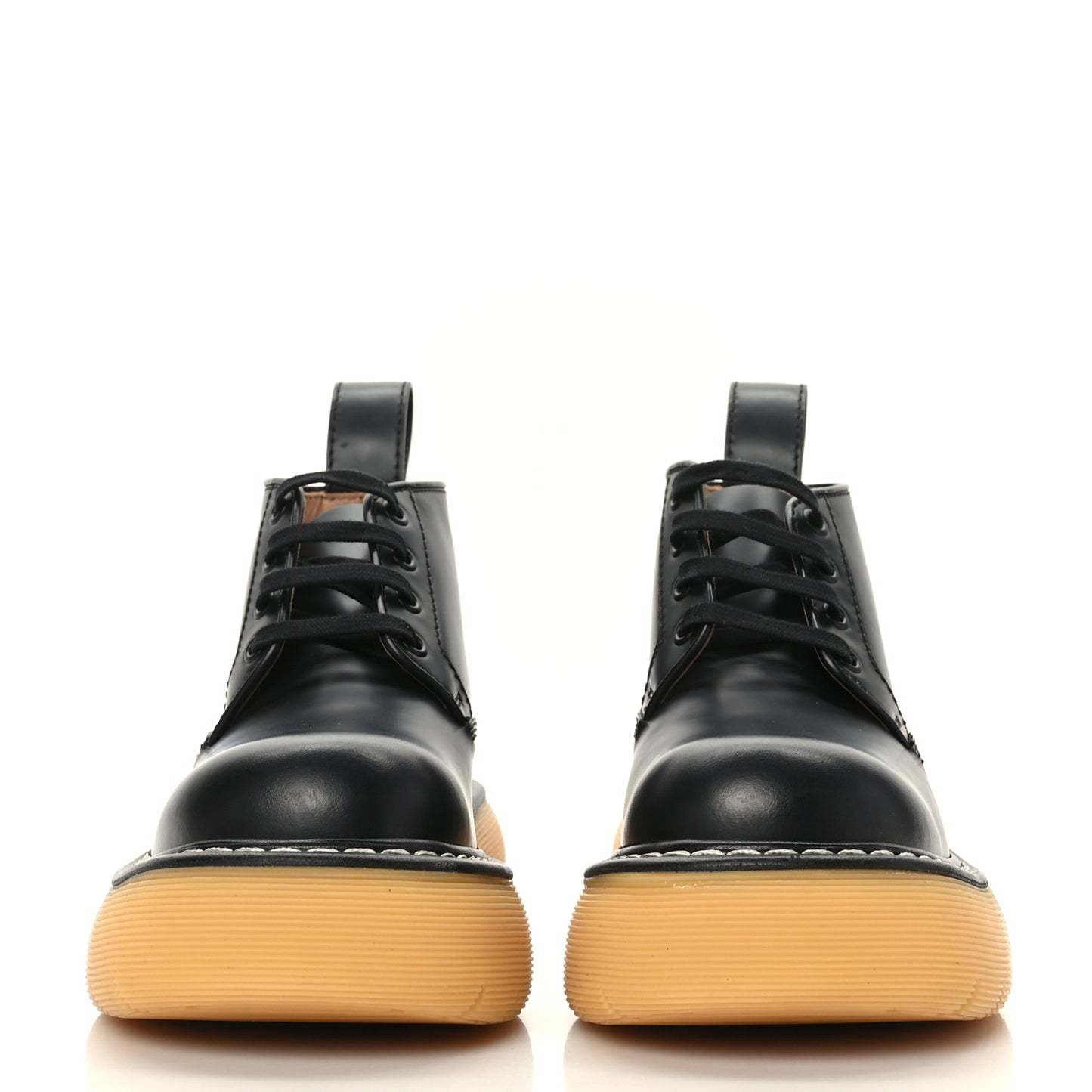 Calfskin The Swell Lace Up Ankle Boots 36 Black Natural Rubber