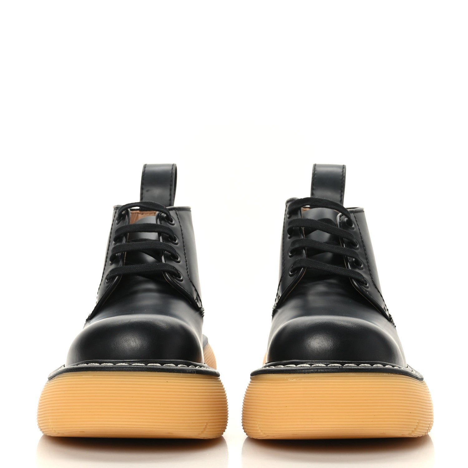 Bottega Veneta Calfskin The Swell Lace Up Ankle Boots 36 Black Natural Rubber 2 of 7