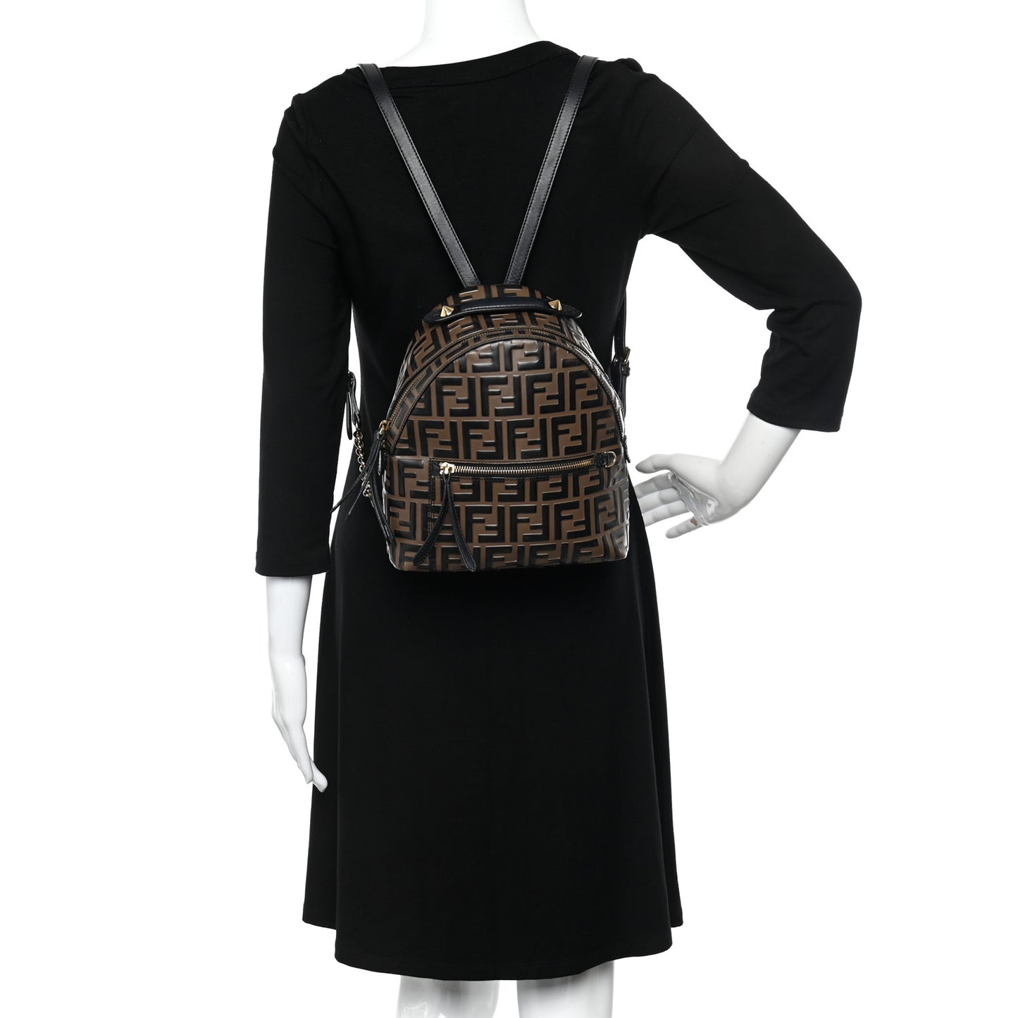 Vitello Bi-Color FF 1974 Embossed Mini Backpack Maya Black