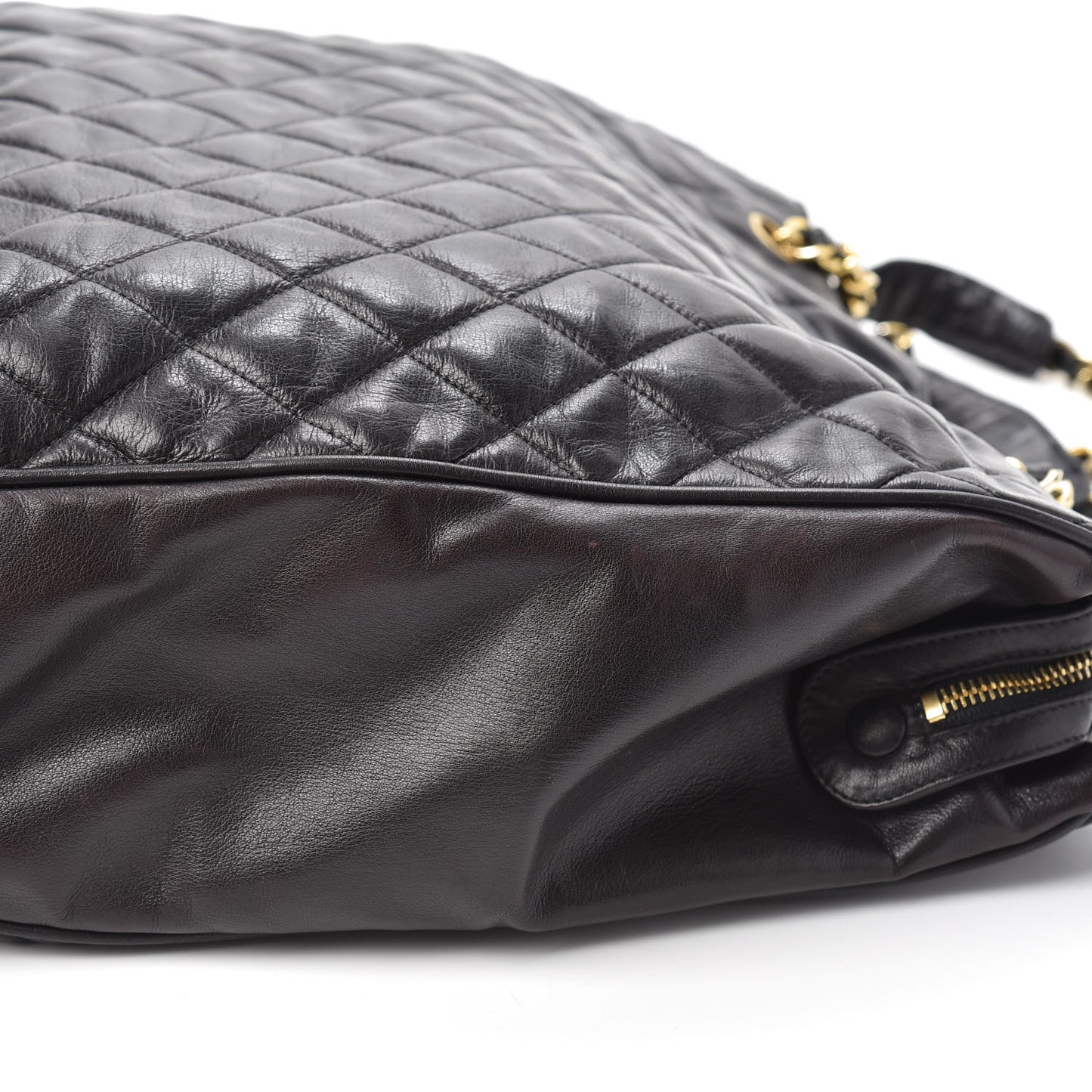 Lambskin Quilted Shopping Tote Black