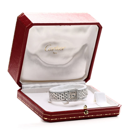 Cartier 18K White Gold Diamond Bezel 17mm Double Row Panthere Quartz Watch 5 of 5