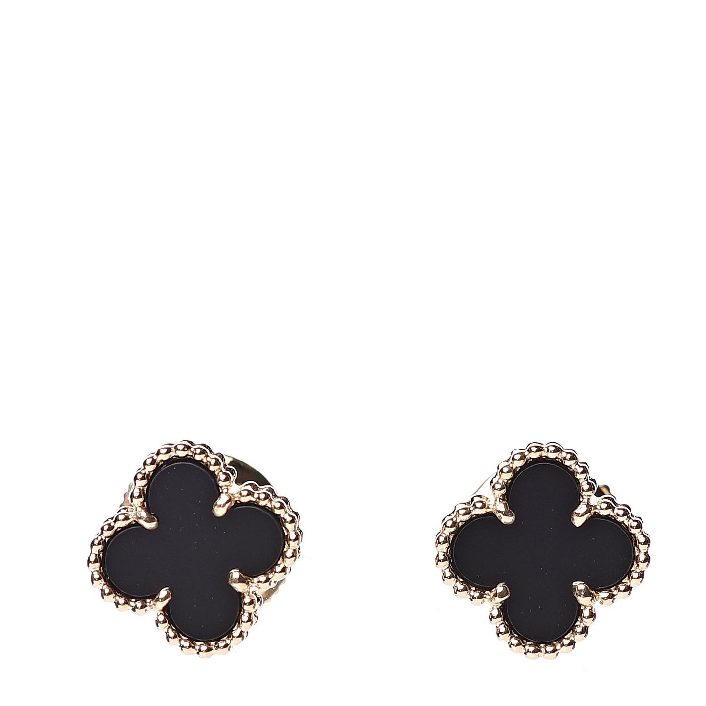 18K Yellow Gold Black Onyx Sweet Alhambra Earrings