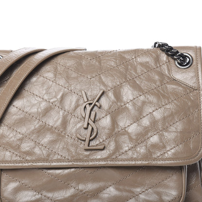 Saint Laurent Crinkled Calfskin Matelasse Monogram Medium Niki Chain Satchel Light Taupe 8 of 10