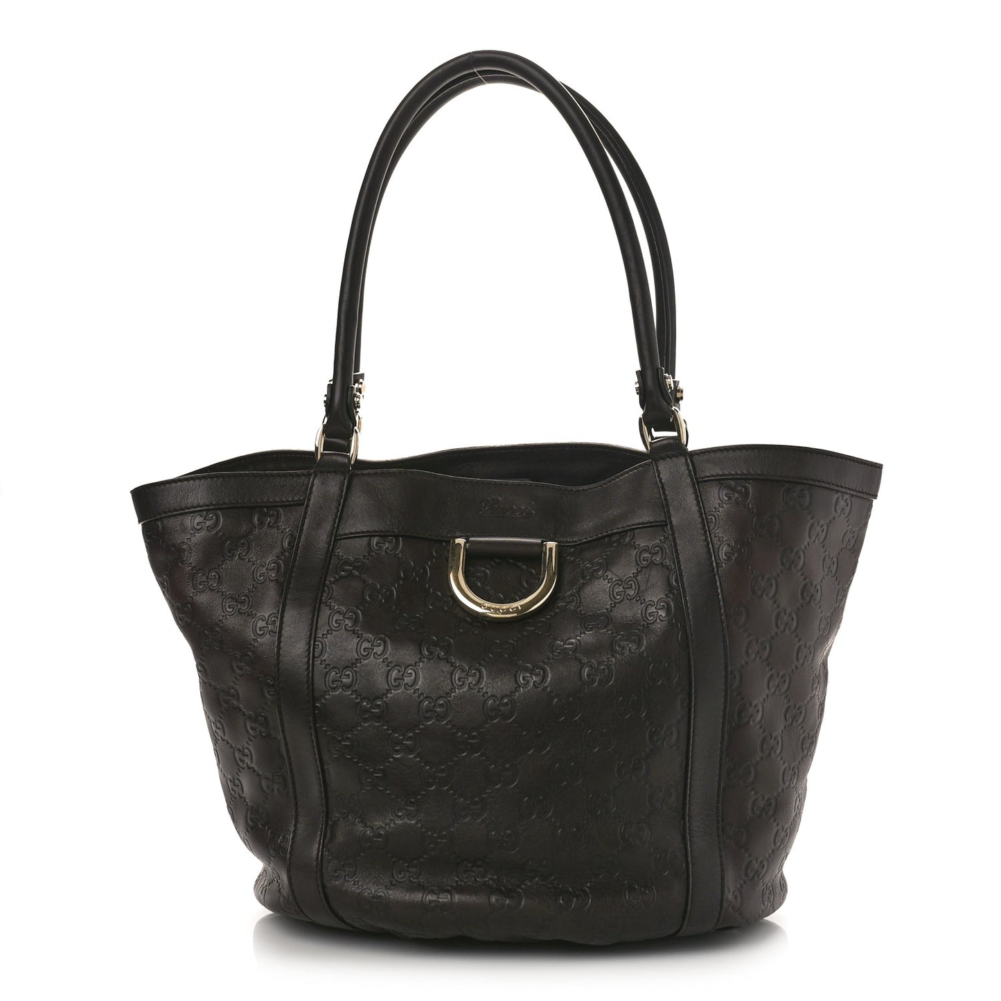 Guccissima Medium D Gold Tote Dark Brown